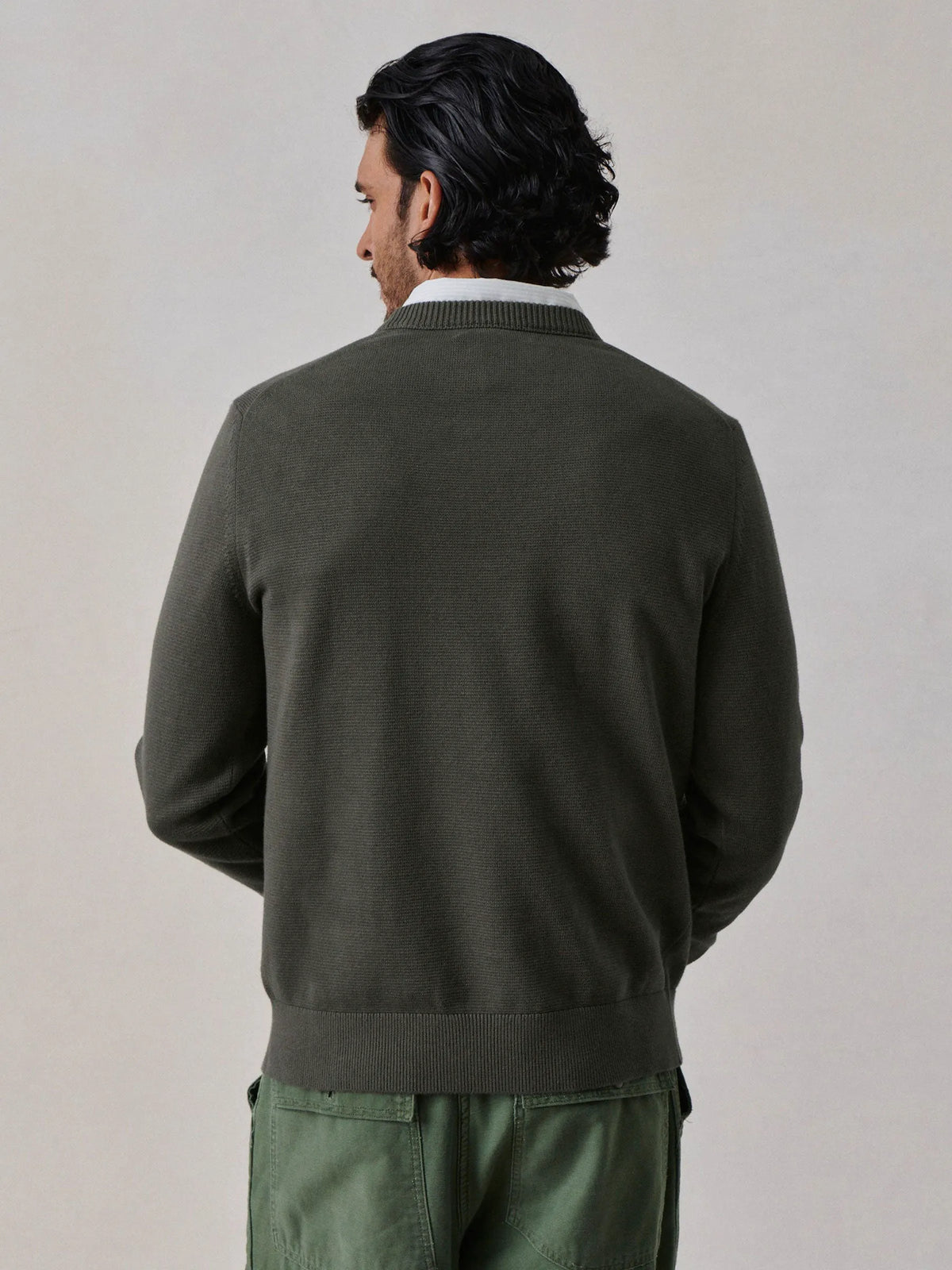 Dark Olive Vintage Dyed Cotton Traveler Sweater