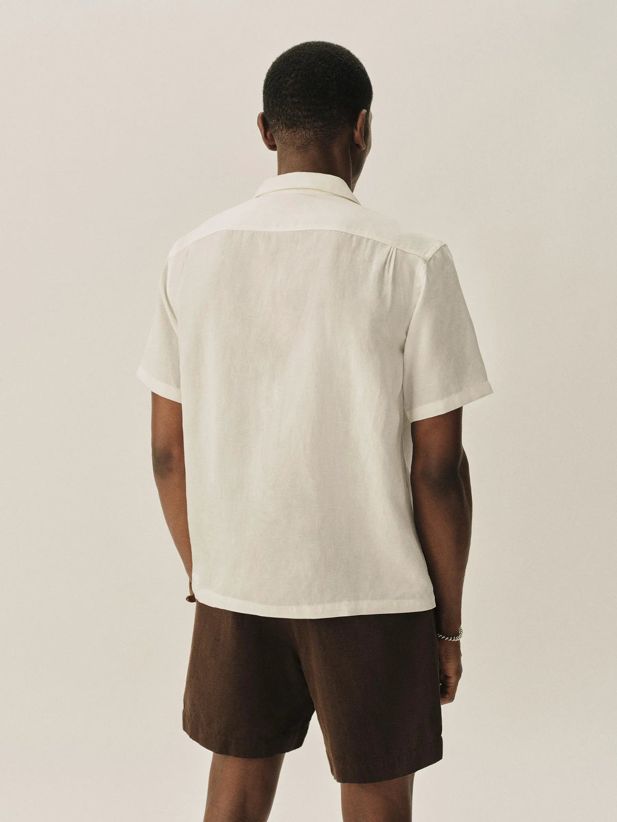 Natural Draped Linen Deuce Coupe Camp Shirt