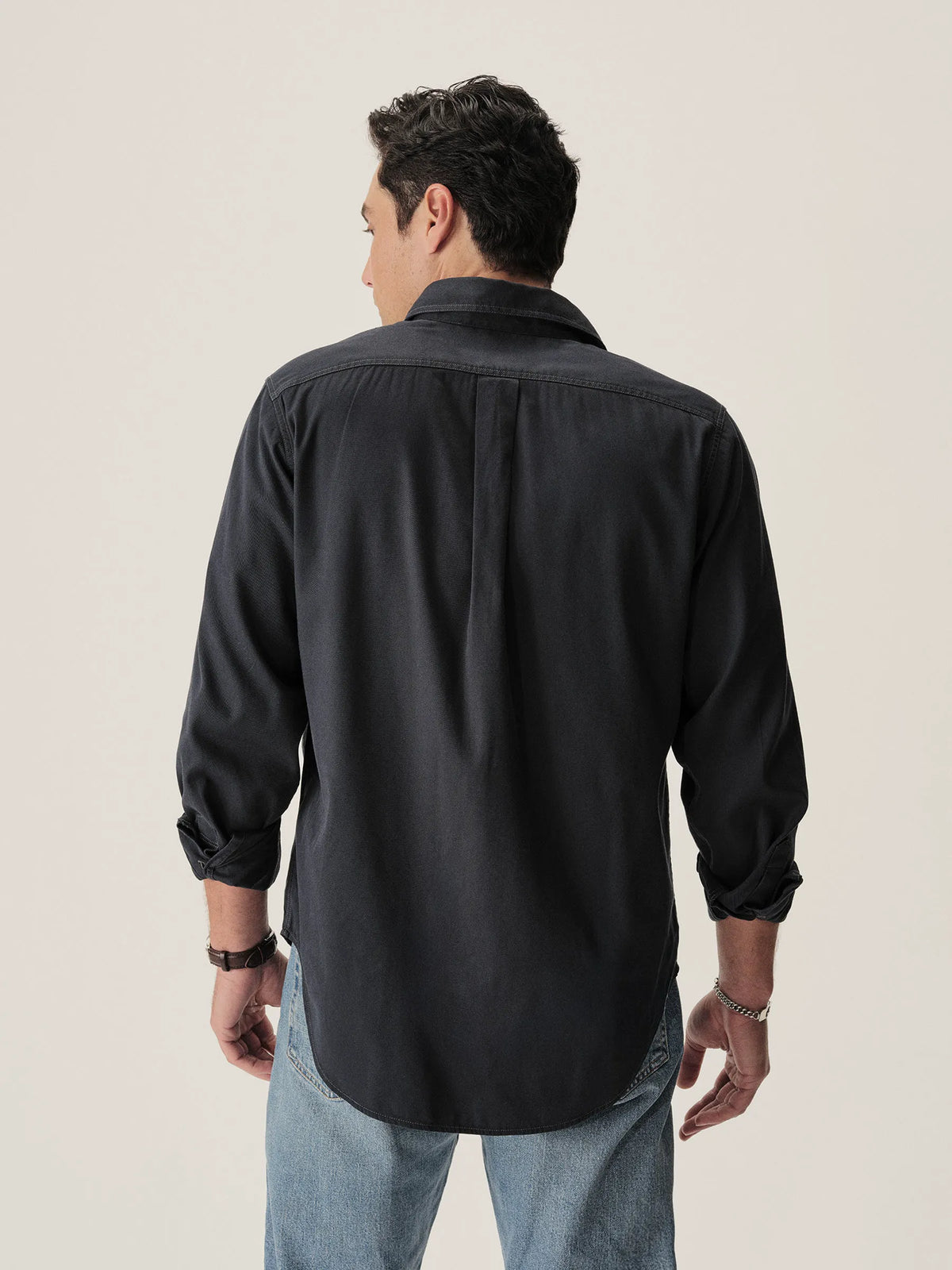 Dress Navy Draped Twill One Pocket Shirt