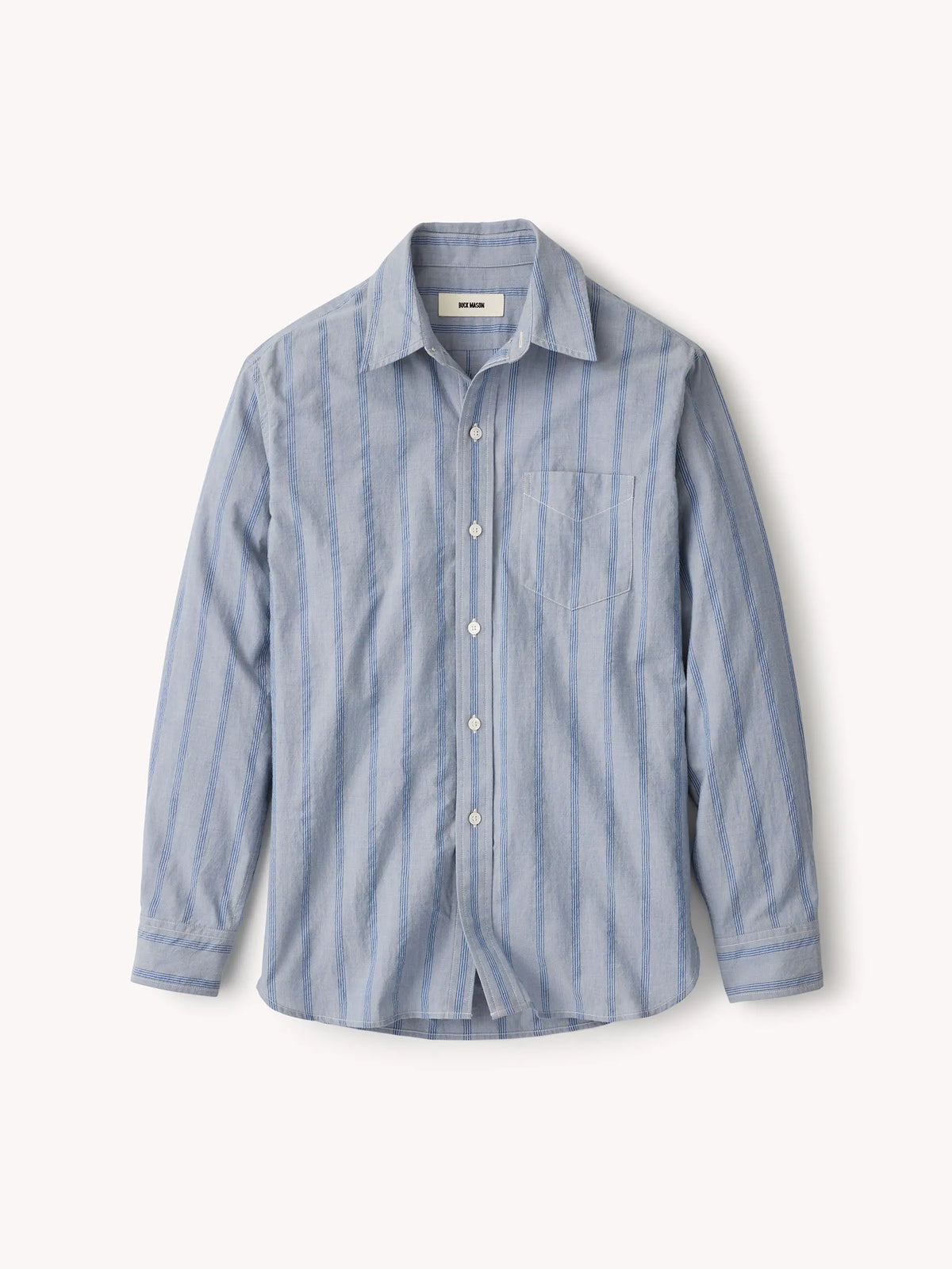 French Blue Cypress Stripe Mainstay Cotton Shirt