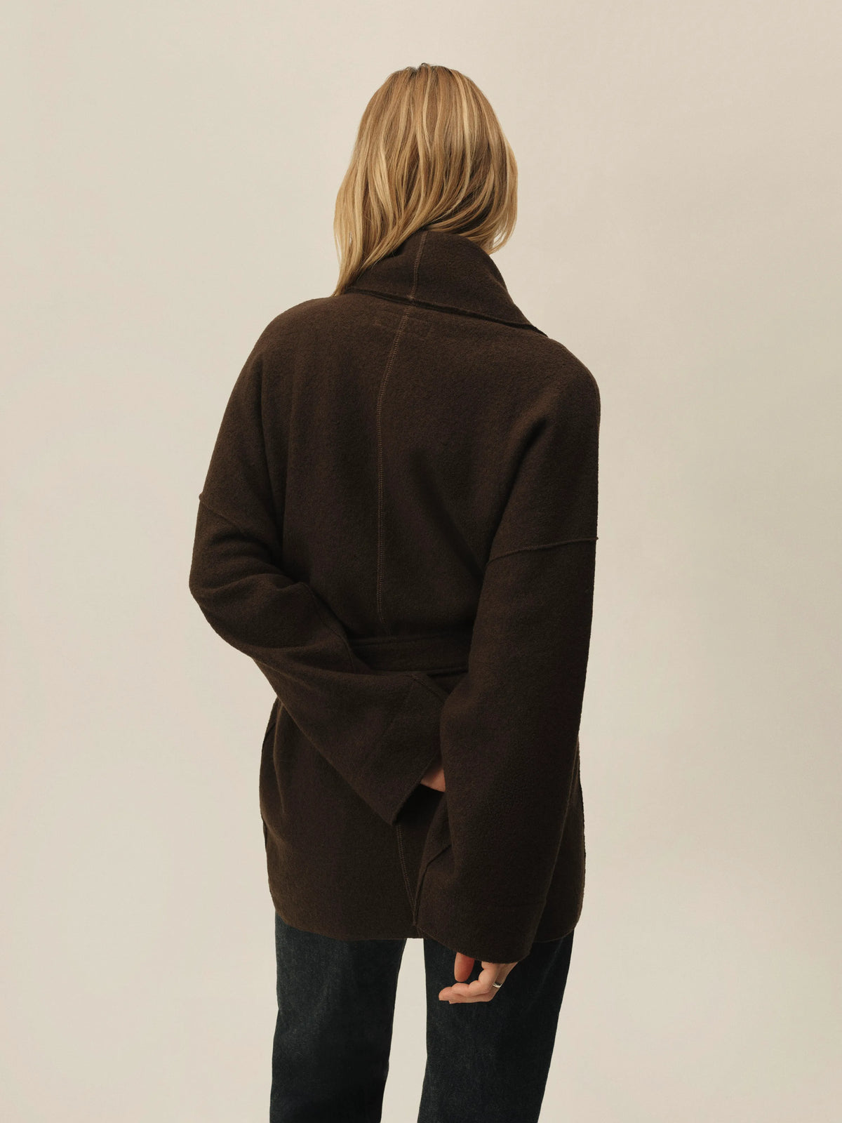 Clove Felted Wool Wrap Coat