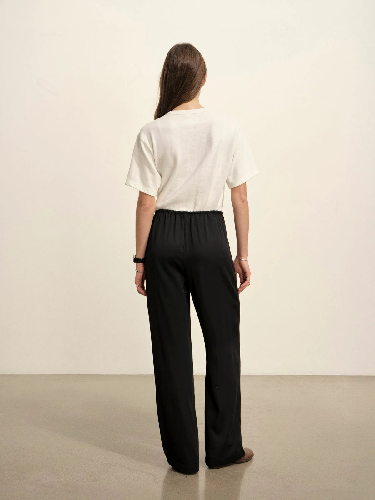 Black Duskdream Satin Pull-On Pant