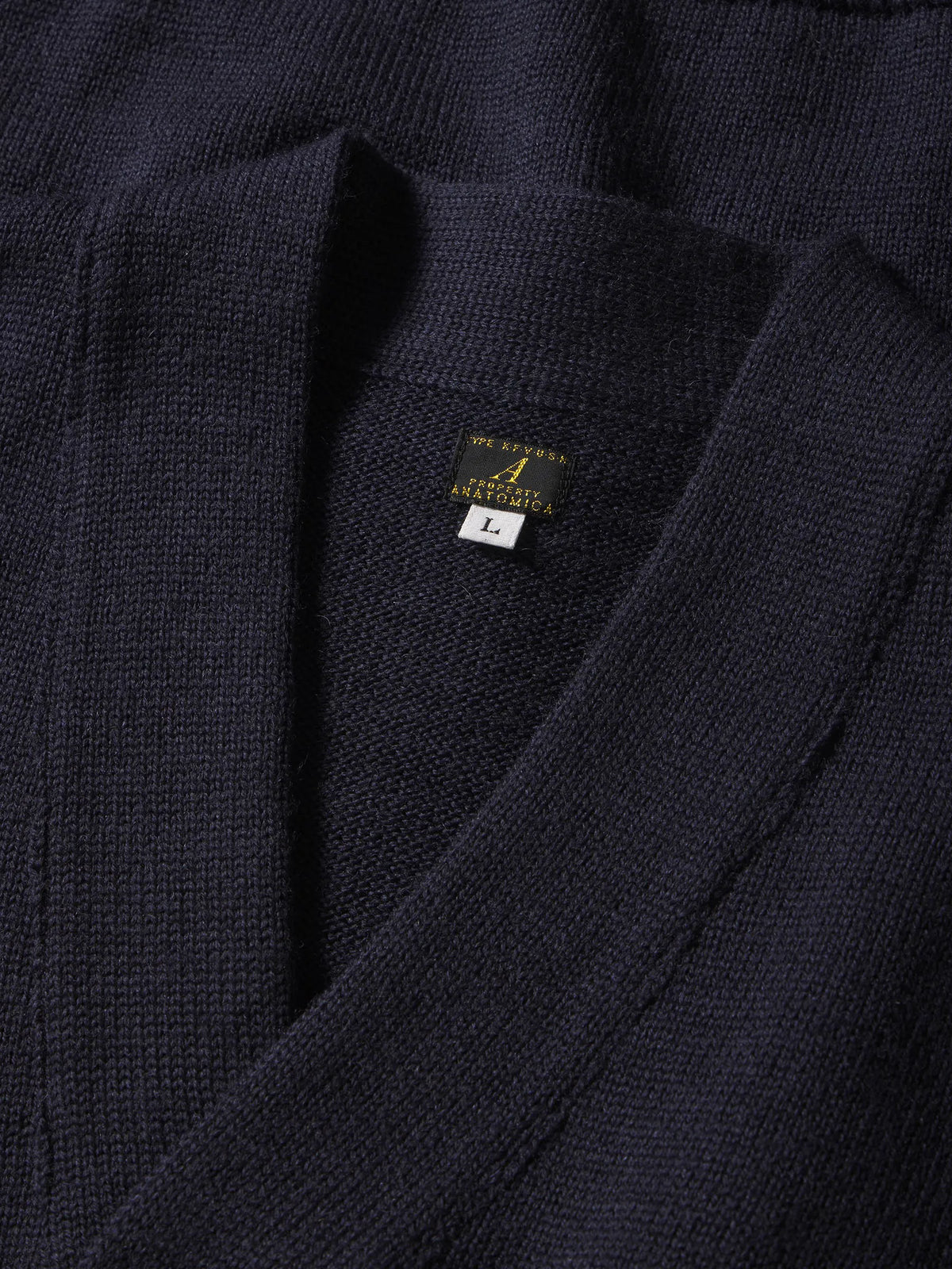 Navy Anatomica Wool V Neck Sweater