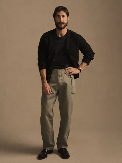 Black Seafarer Cotton Rib Cardigan