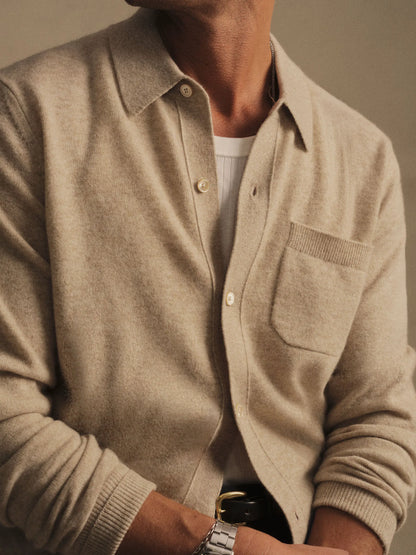 Beach Pebble California Cashmere Collared Cardigan