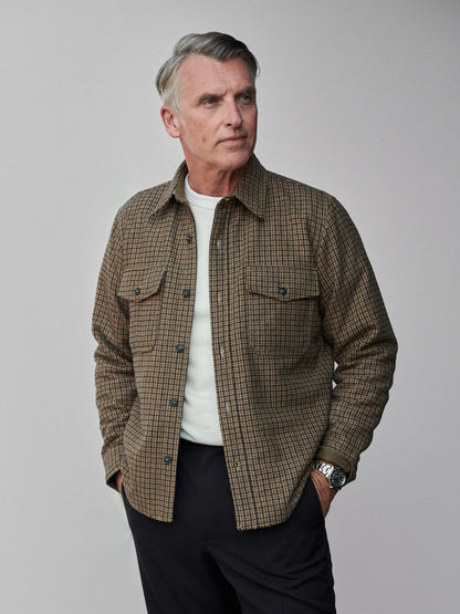 Golden Brown Gun Club Check Wool Plaid CPO Jacket