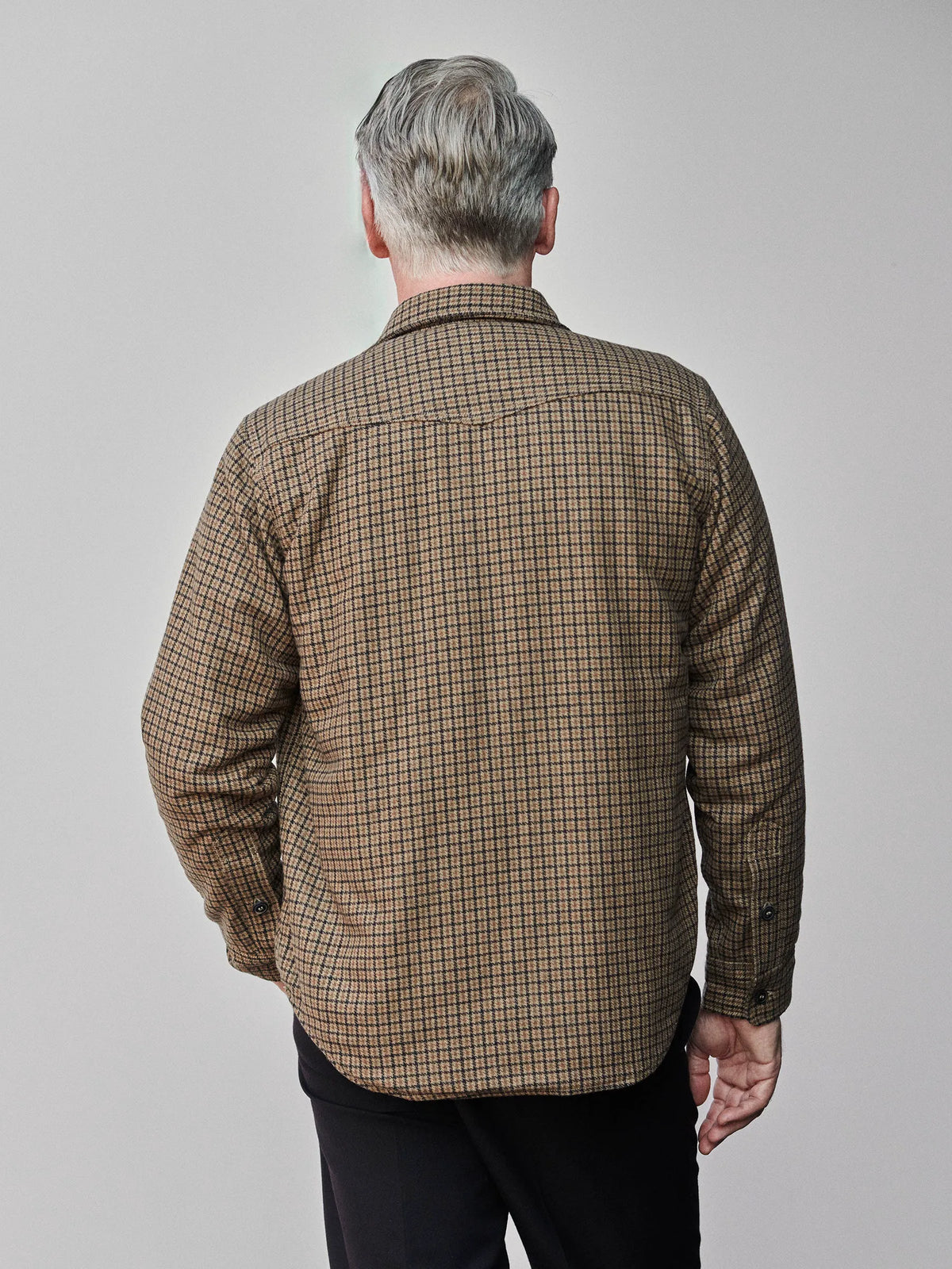 Golden Brown Gun Club Check Wool Plaid CPO Jacket