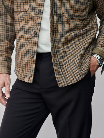 Golden Brown Gun Club Check Wool Plaid CPO Jacket
