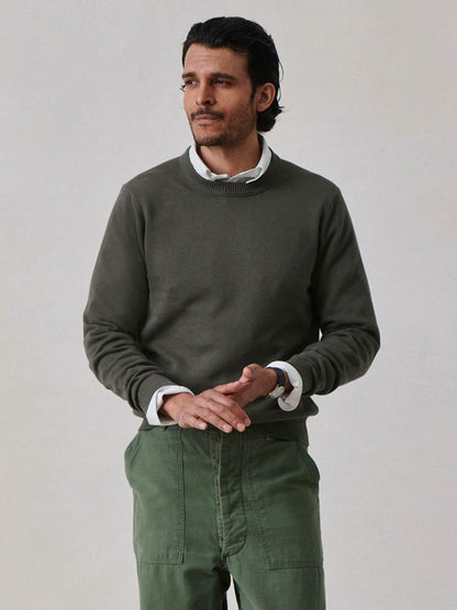 Dark Olive Vintage Dyed Cotton Traveler Sweater