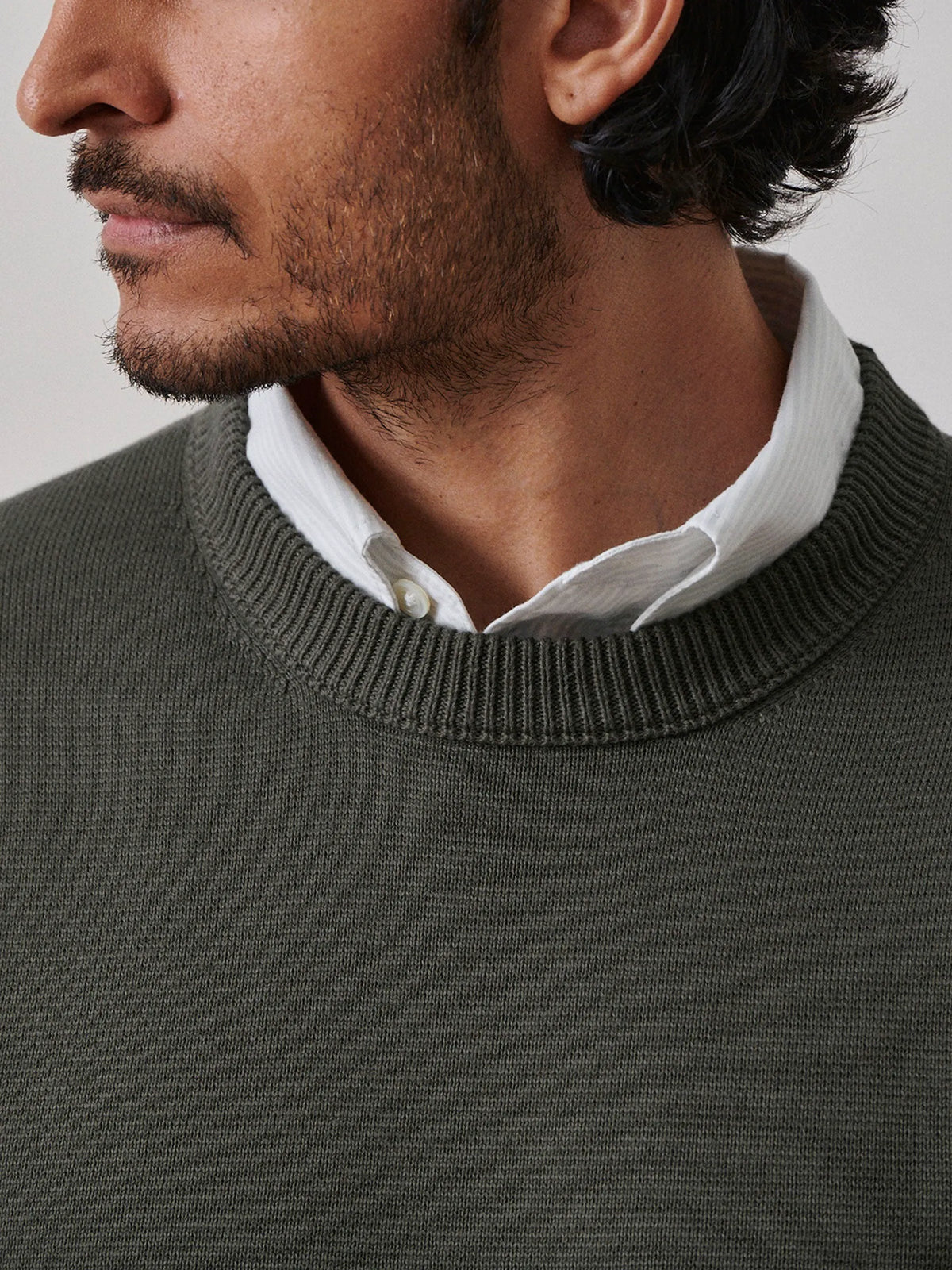Dark Olive Vintage Dyed Cotton Traveler Sweater