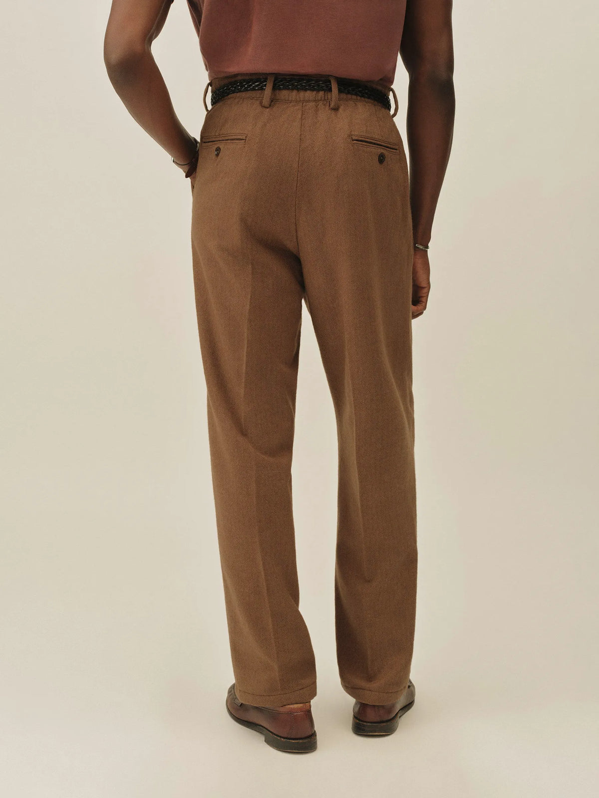 Chestnut Herringbone Cloudloom Cotton Wool Romeo Pant