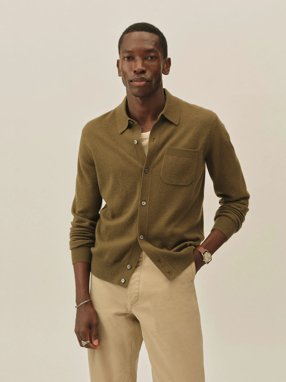 Moss California Cashmere Collared Cardigan