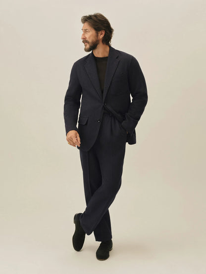 Navy Charcoal Herringbone Cloudloom Cotton Wool Carry-On Jacket