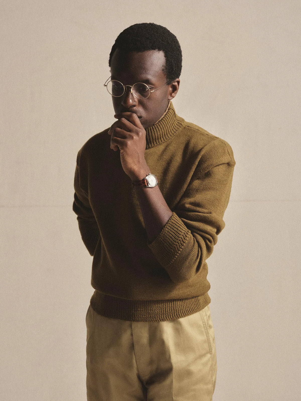 Brown Anatomica Mock Neck Sweater