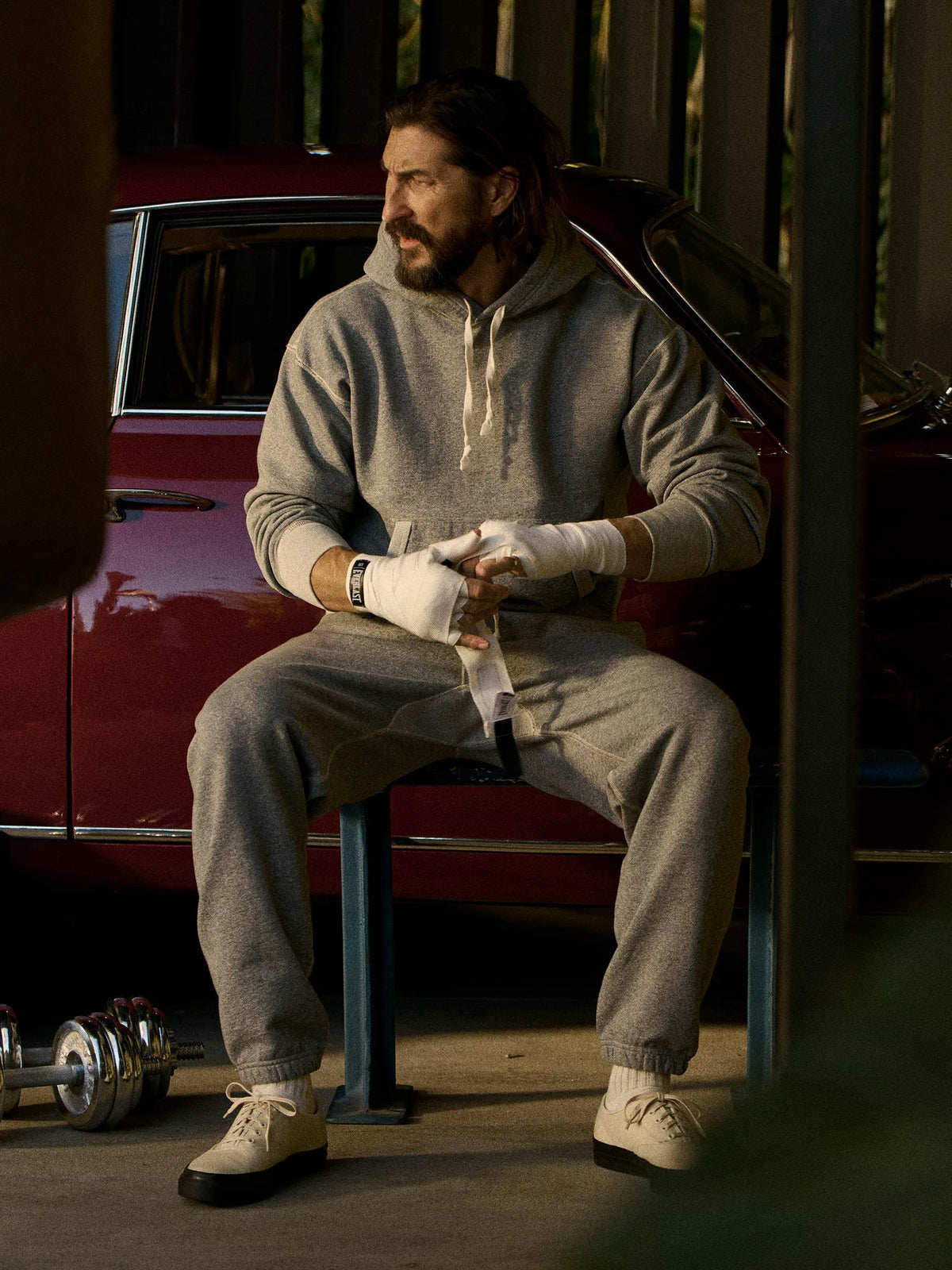 Two Tone Heather Grey Welterweight Hooded Sweatshirt