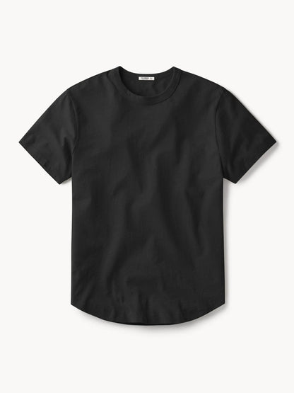 Black Slub Curved Hem Tee