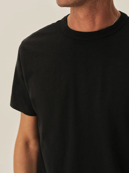 Black Slub Curved Hem Tee