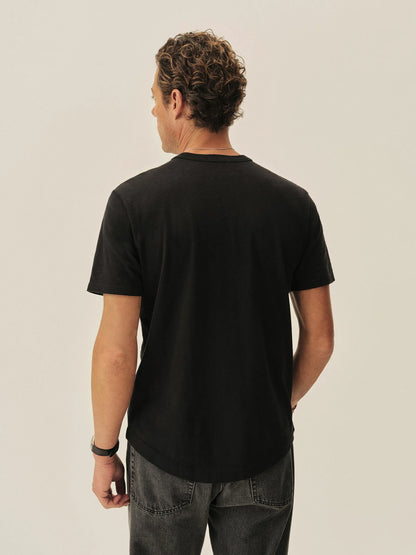 Black Slub Curved Hem Tee