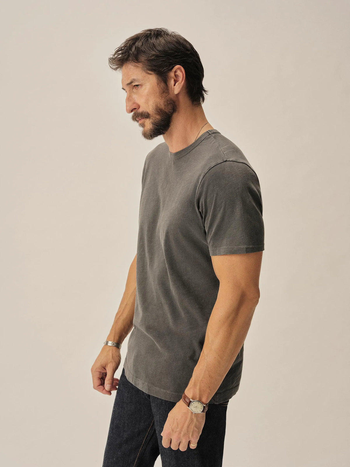 Coal Venice Wash Slub Curved Hem Tee