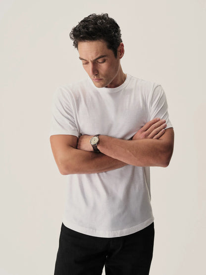 White Slub Curved Hem Tee