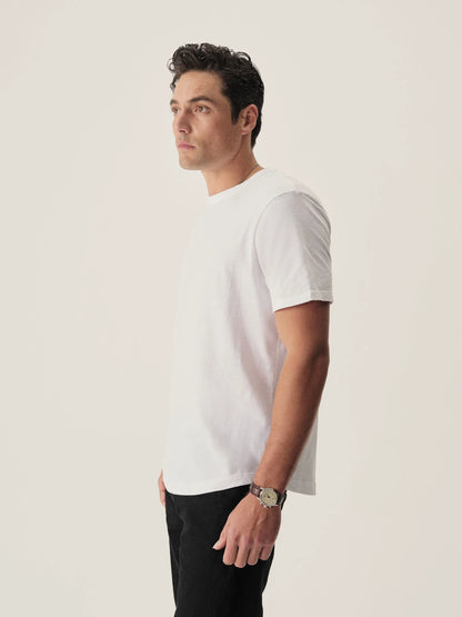 White Slub Curved Hem Tee