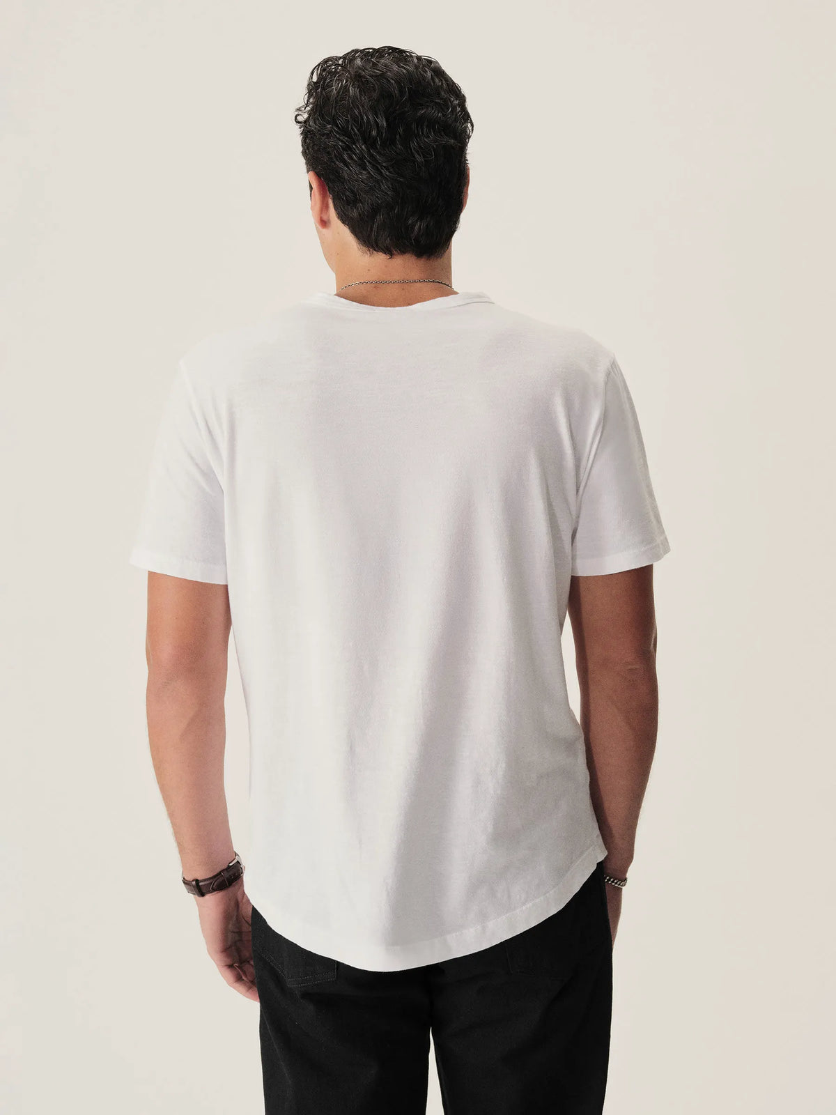 White Slub Curved Hem Tee