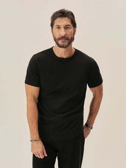 Black Pima Curved Hem Tee