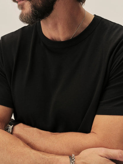 Black Pima Curved Hem Tee