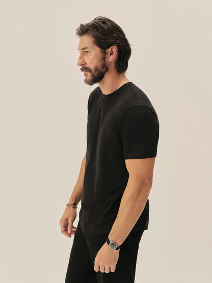 Black Pima Curved Hem Tee