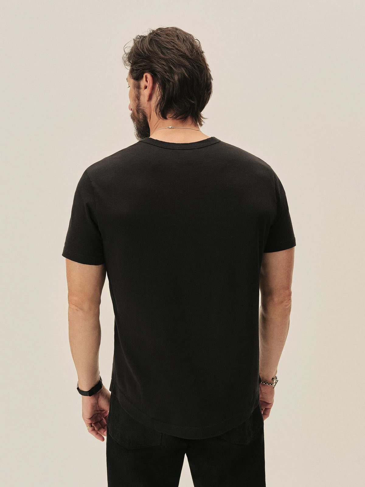 Black Pima Curved Hem Tee