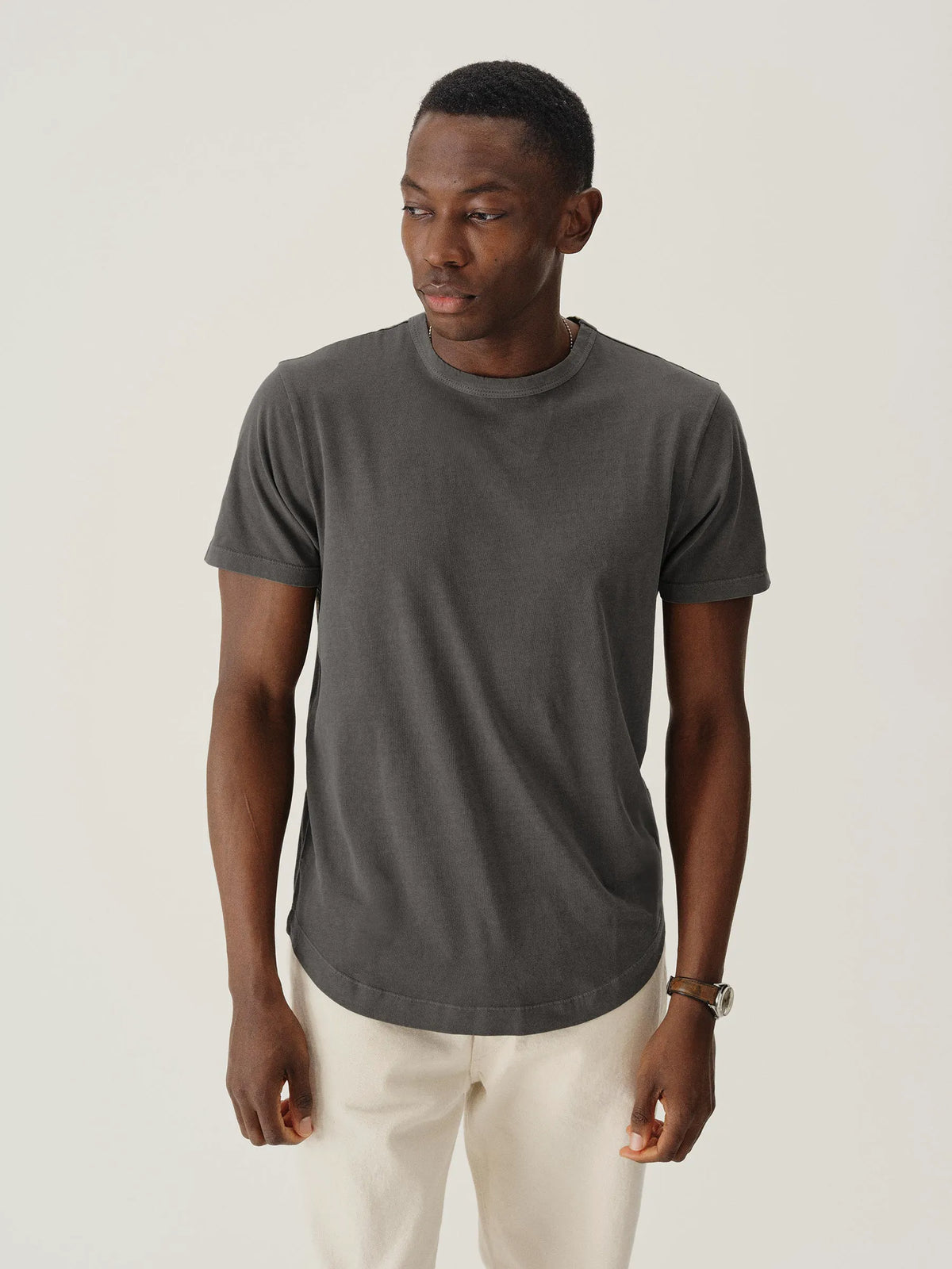 Coal Venice Wash Pima Curved Hem Tee