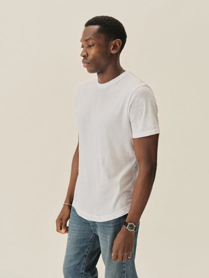 White Pima Curved Hem Tee
