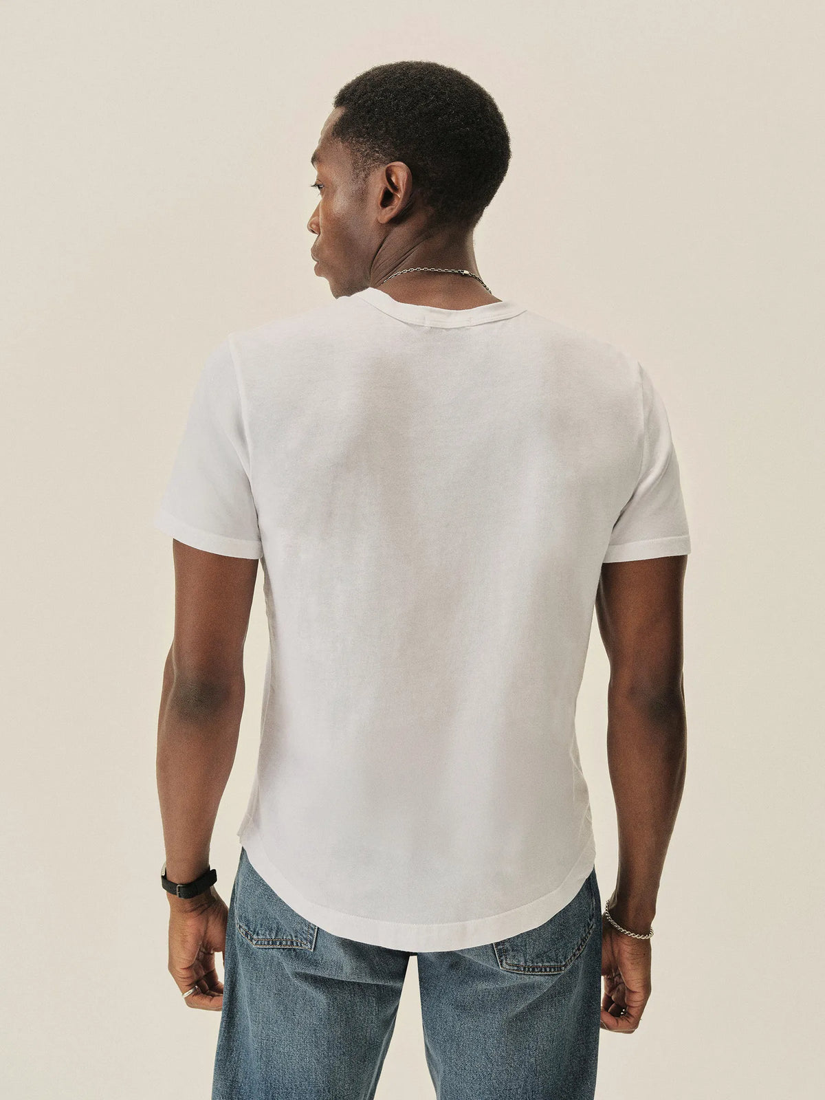 White Pima Curved Hem Tee