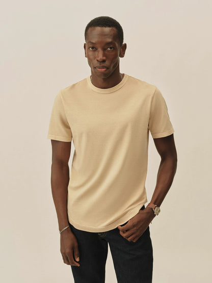 Golden Wheat Pima Curved Hem Tee