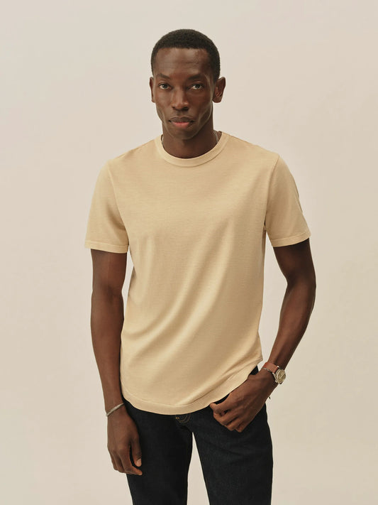Golden Wheat Pima Curved Hem Tee