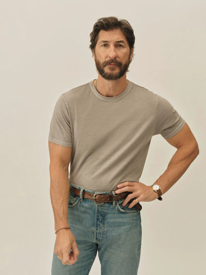 Green Mist Pima Curved Hem Tee