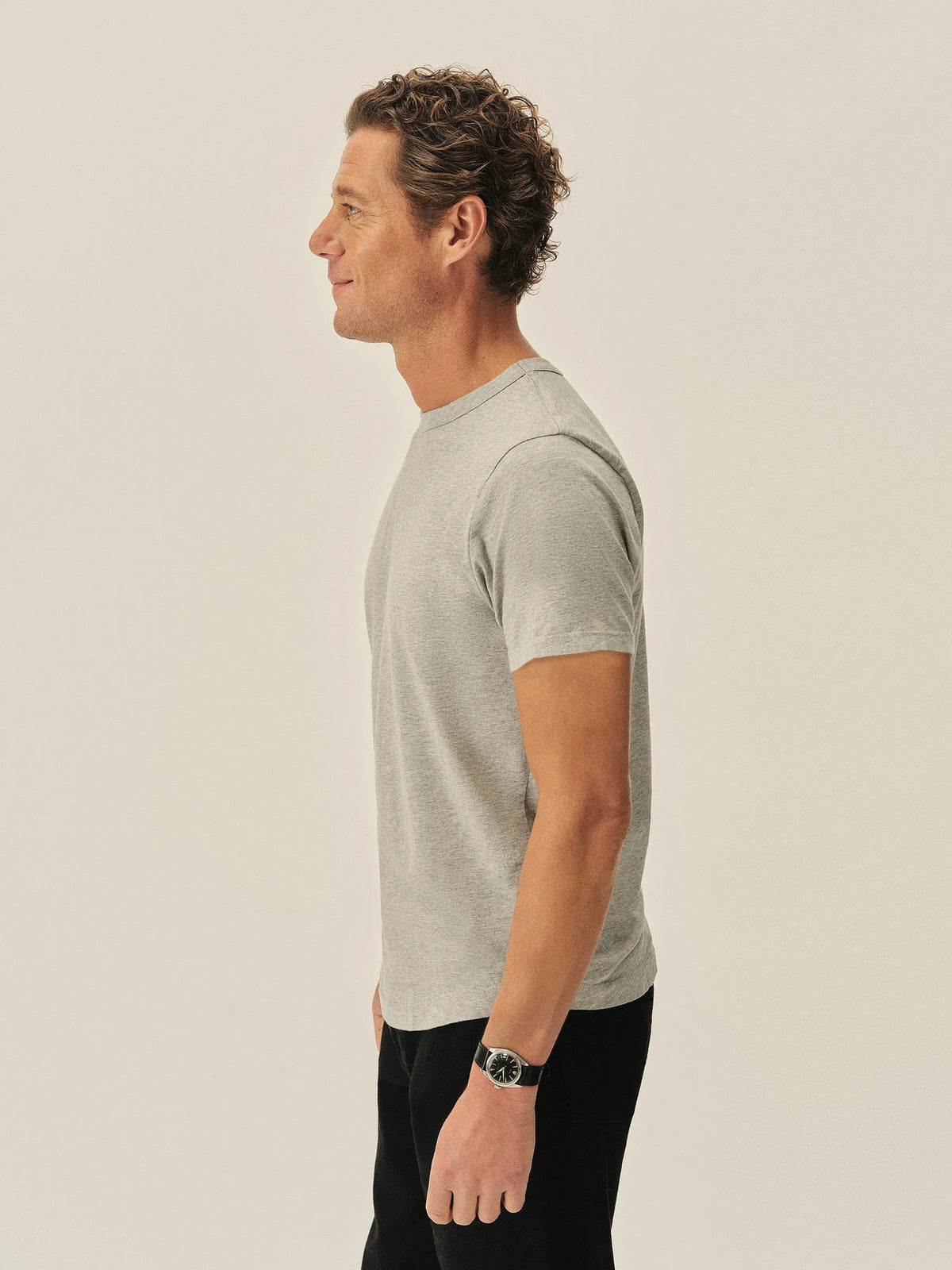 Heather Grey Pima Curved Hem Tee