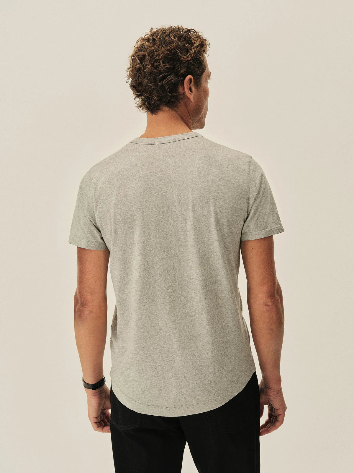 Heather Grey Pima Curved Hem Tee