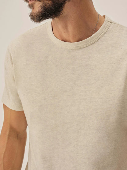 Heather Oat Pima Curved Hem Tee