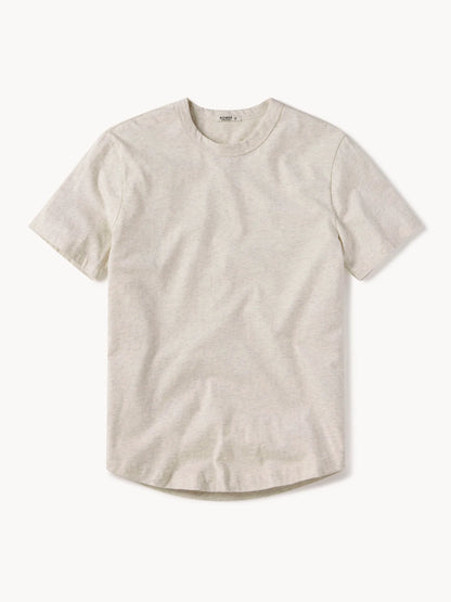 Heather Oat Pima Curved Hem Tee