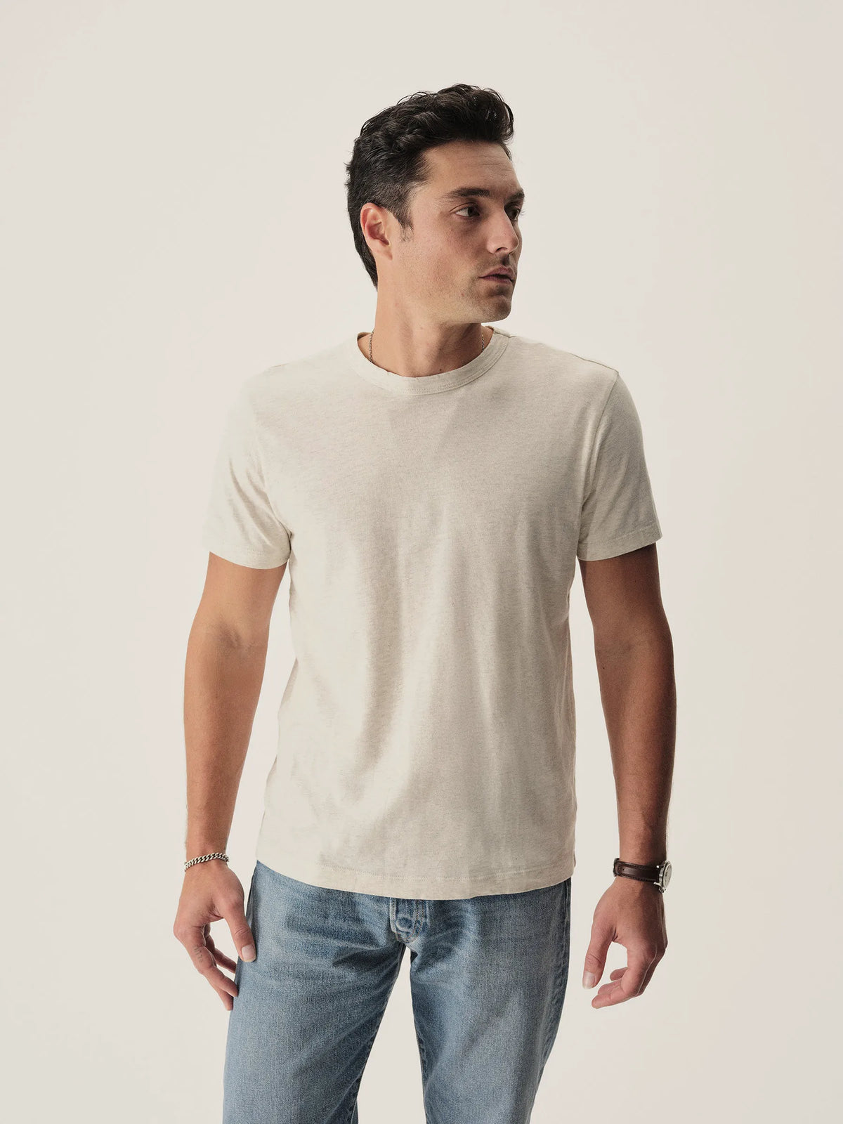 Heather Oat Pima Classic Tee