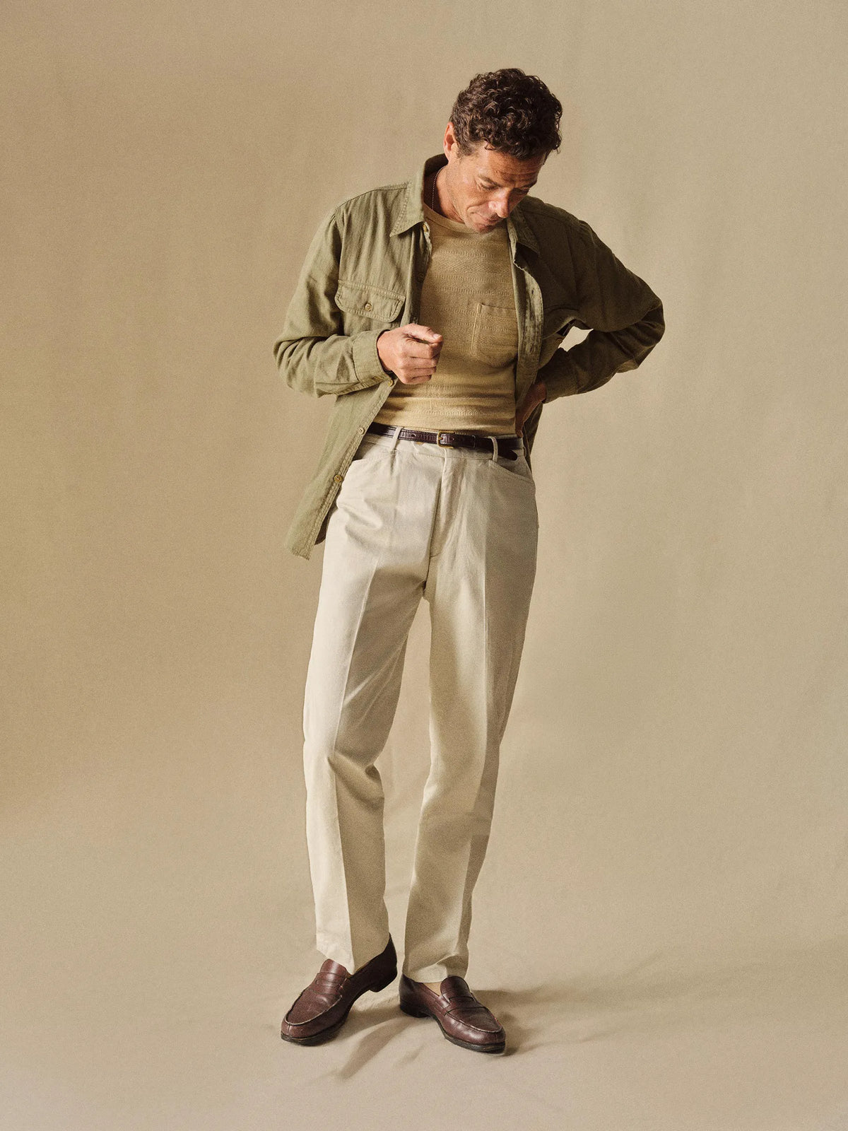 Pearl Snap White Cotton Twill El Camino Pant