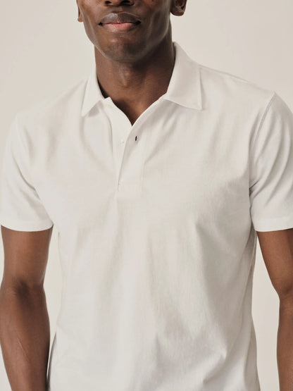 White Sueded Cotton Polo