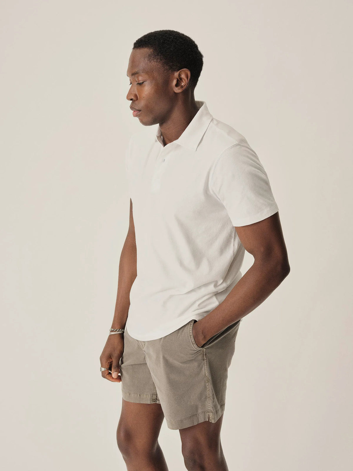 White Sueded Cotton Polo