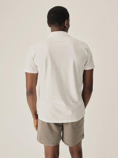 White Sueded Cotton Polo