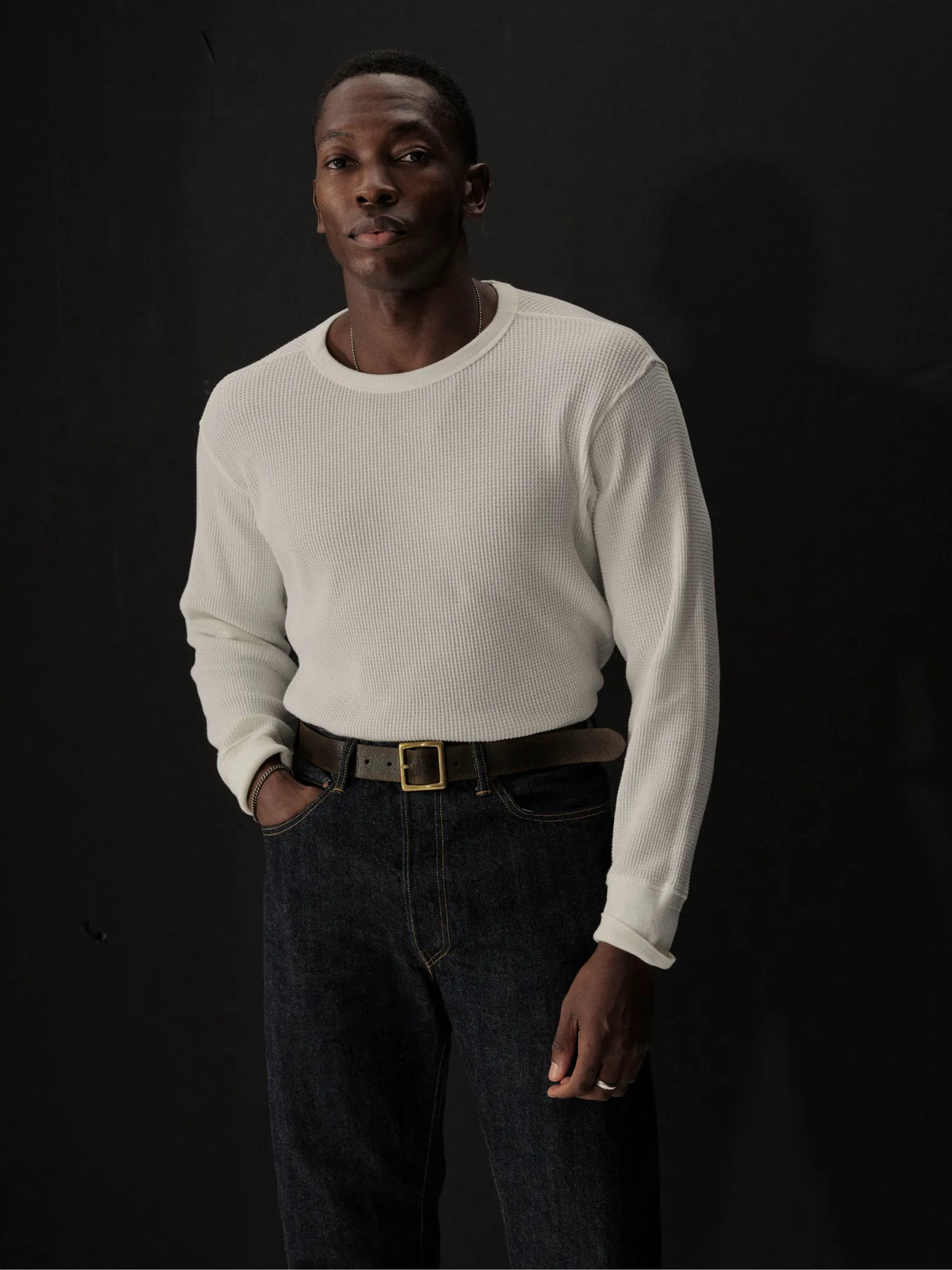 White Toughknit Thermal L/S Crew