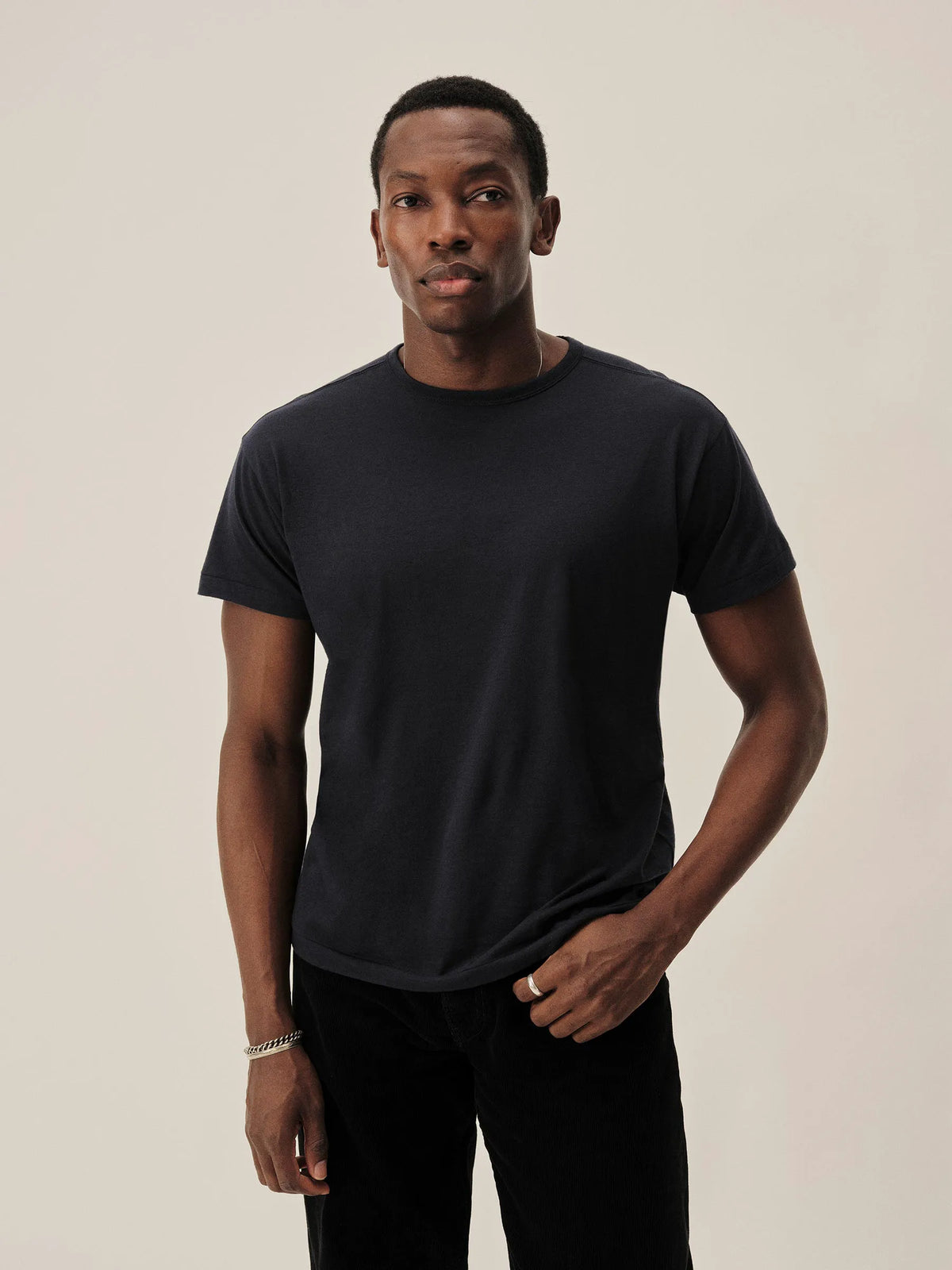 Dress Navy Japanese Cool Cashmere Knit Tee