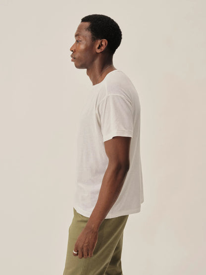 White Japanese De-Luxe Cotton Linen Knit Tee