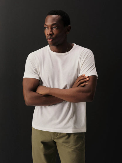 White Japanese De-Luxe Cotton Linen Knit Tee