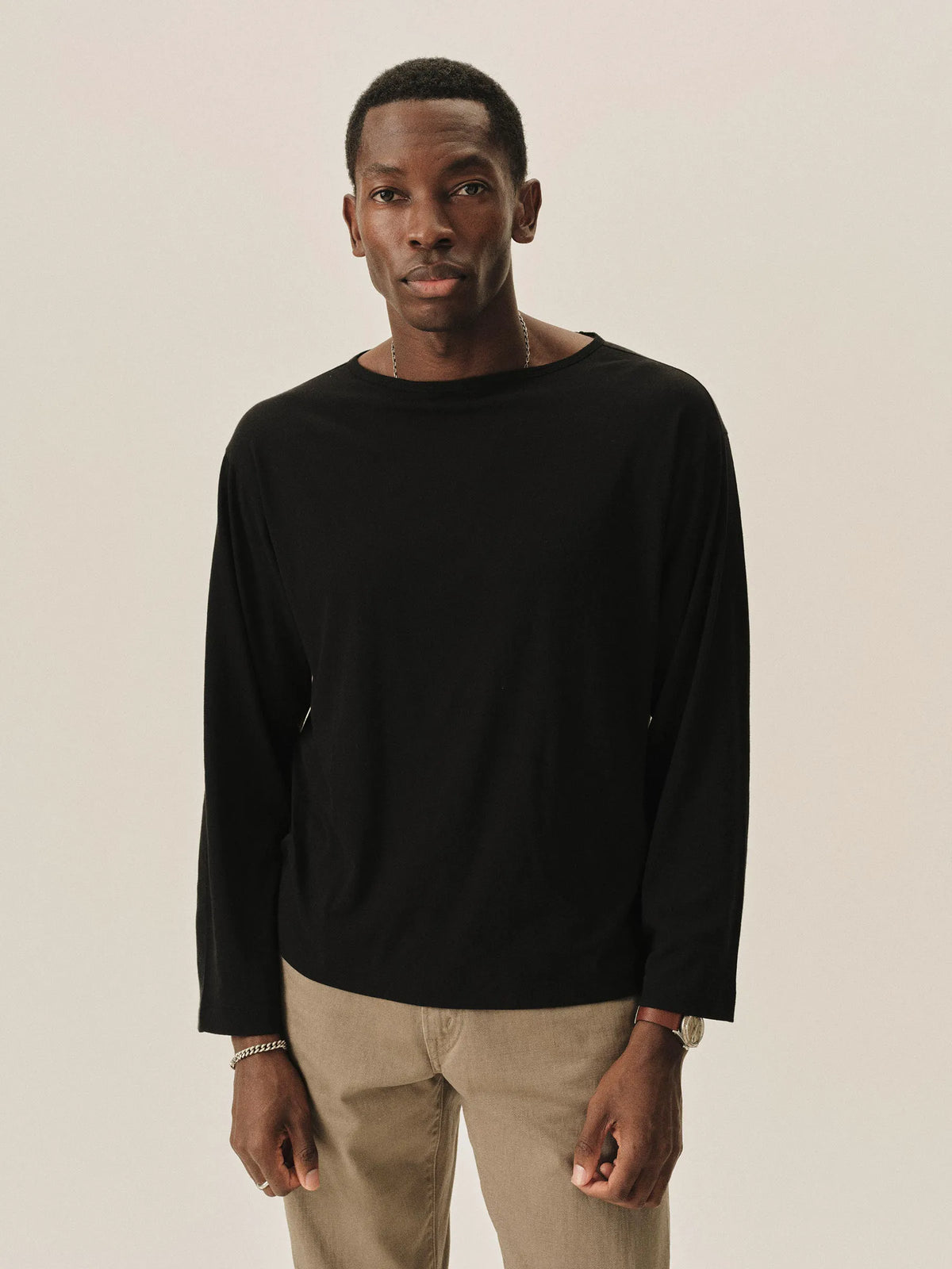 Black Japanese Cool Cashmere L/S Mariner Tee